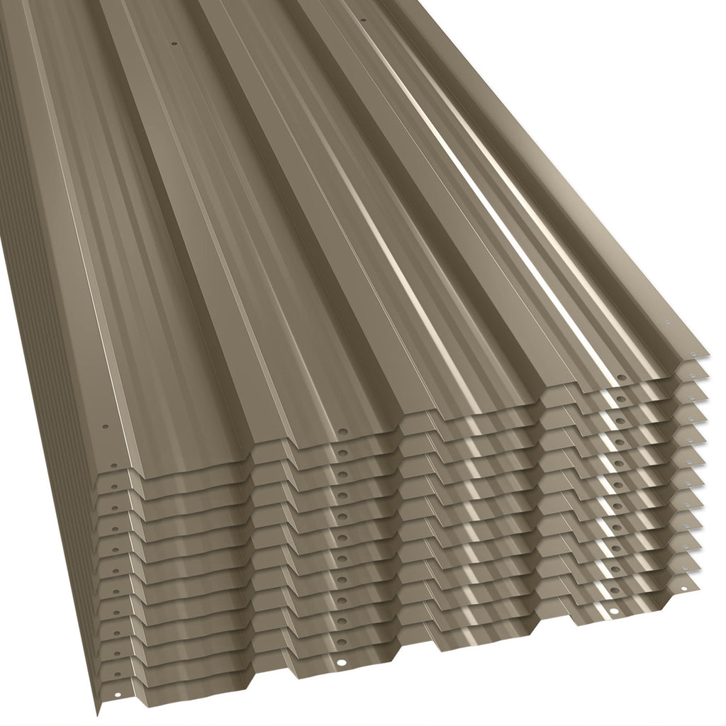 Lot de 12 Panneaux en Acier Galvanisé Résistant aux Intempéries, Marron, Dim. d'un Panneau 129L x 45l cm-9