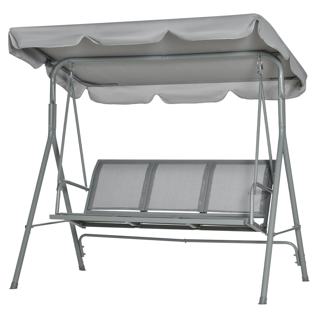 Balançoire de jardin 3 places Hollywoodschaukel avec toit en métal gris+argent 170 x 110 x 153 cm-0
