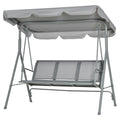 Balançoire de jardin 3 places Hollywoodschaukel avec toit en métal gris+argent 170 x 110 x 153 cm-0