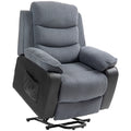 Fauteuil releveur électrique, fauteuil relax électrique velours côtelé, dossier inclinable, ports USB, 96x96x108cm, gris-0