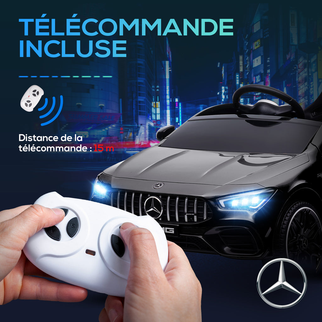 Voiture électrique enfant Mercedes-benz AMG CLA 45, télécommande, vitesse réglable (3-5 km/h), phare LED musique, noir-7