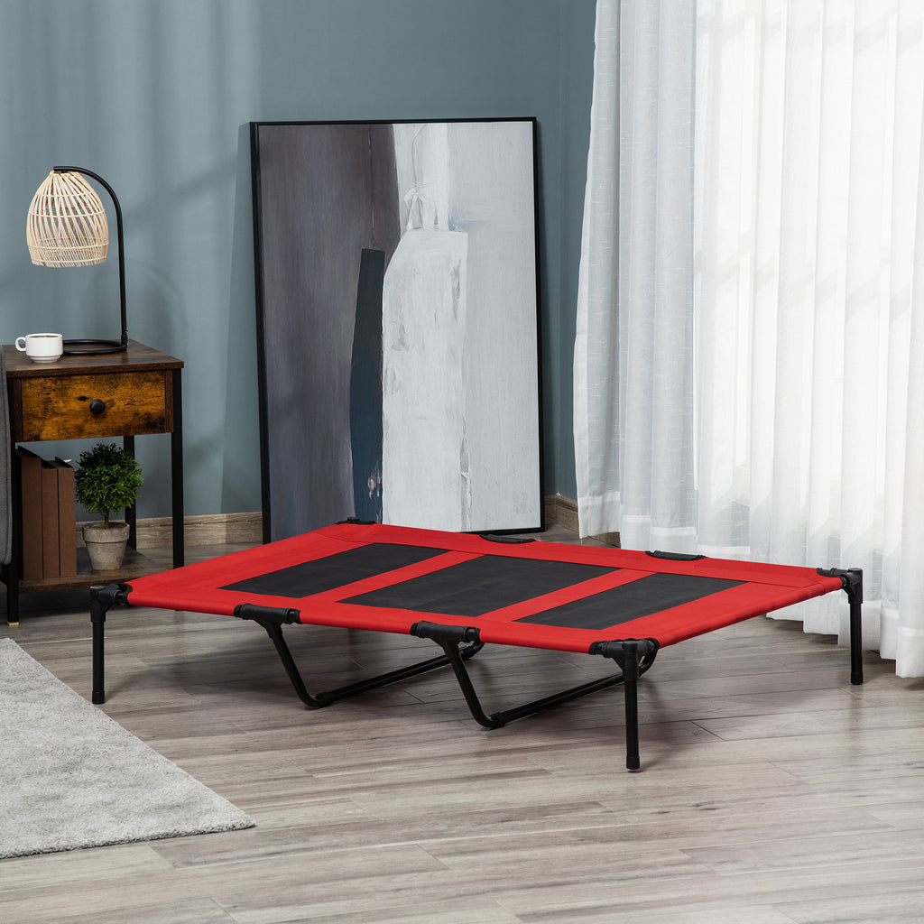 Lit sur pieds XXL pour chien chat lit de camp animal 122L x 92l x 23H cm rouge-9