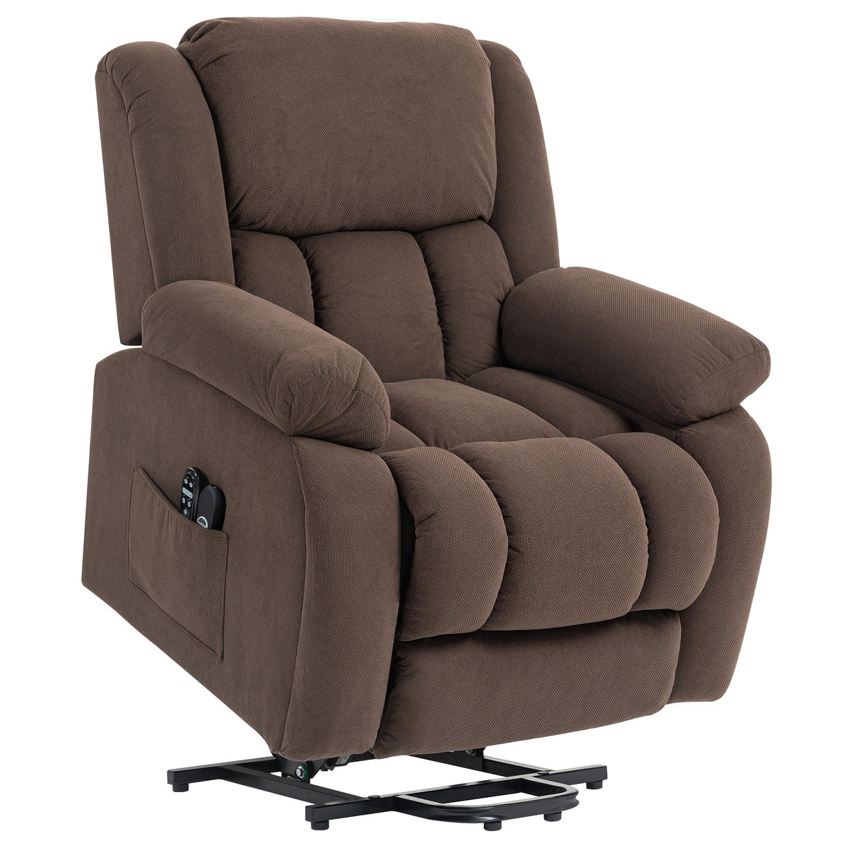 Fauteuil releveur électrique, fauteuil relax électrique avec fonction massage et chauffage, 93 x 104 x 100 cm, marron-0