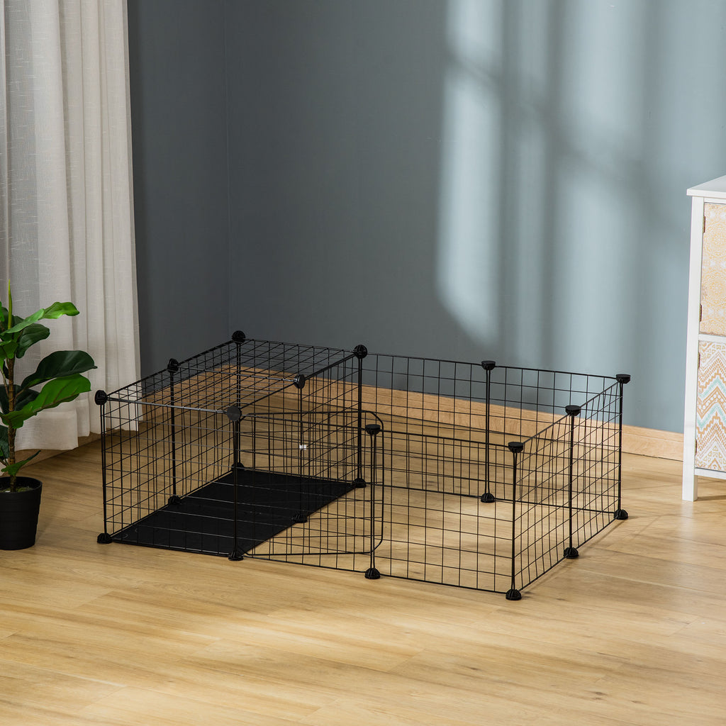 Enclos pour petits animaux parc pour lapins, cochons d'Inde et rongeurs modulable, noir-9