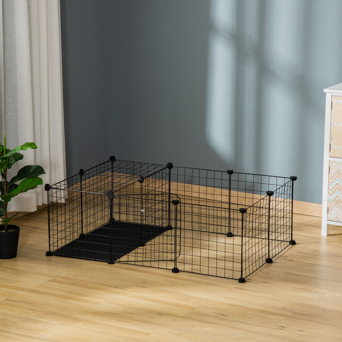 Enclos pour petits animaux parc pour lapins, cochons d'Inde et rongeurs modulable, noir-9