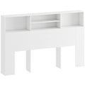 Tête de lit sur pied avec rangements, accessoire de lit 4 compartiments ouverts, 160 x 20,2 x 108,2 cm, blanc-0