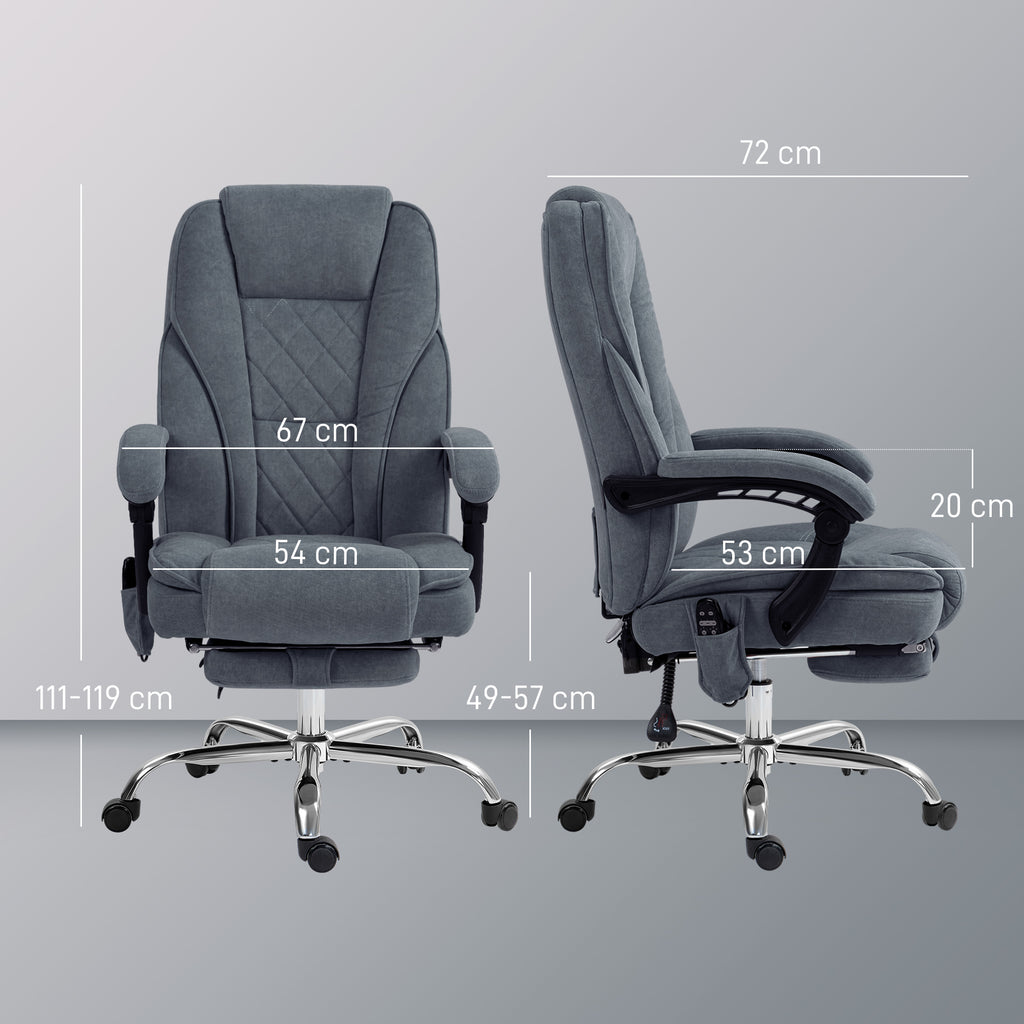 Fauteuil de bureau massant et chauffant hauteur réglable dossier inclinable télécommande repose-pieds rétractable gris-2