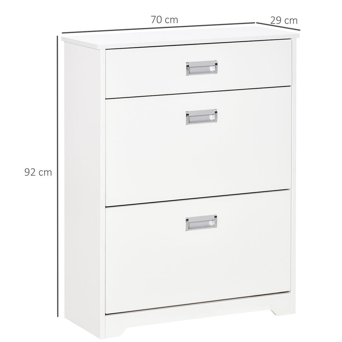 Meuble à chaussures avec 2 tiroirs rabattables étagère réglable + 1 tiroir  jusqu'à 16 paires 70L x 29l x 92H Blanc-2