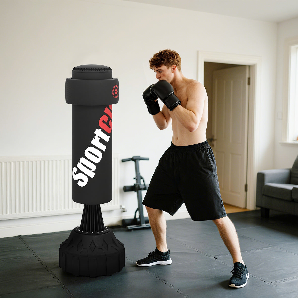Sac de boxe sur pied autoportant cible réglable en hauteur, avec Ventouses, équipement Boxe-8