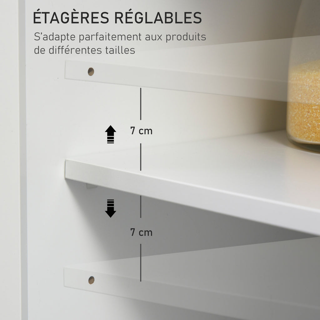 Desserte de cuisine ilôt cuisine avec plan de travail étagère range-bouteilles porte-torchons 2 tiroirs placard-6