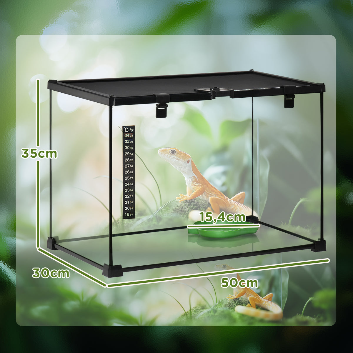 Boîte à reptiles boîte d'élevage de reptiles habitat de terrarium couvercle coulissant treillis métallique thermomètre-2