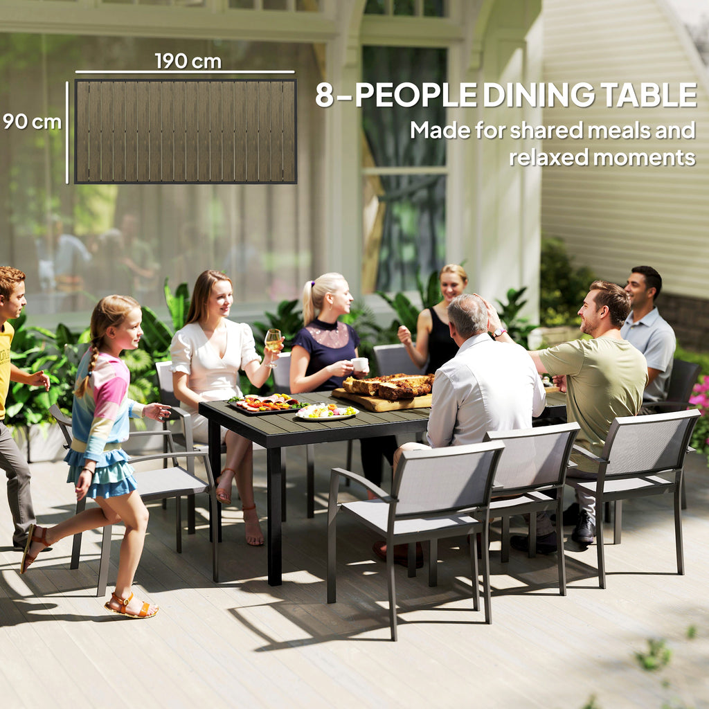 Table de jardin rectangulaire pour 8 personnes en aluminium table de salle à manger extétieur plateau PE à lattes-7