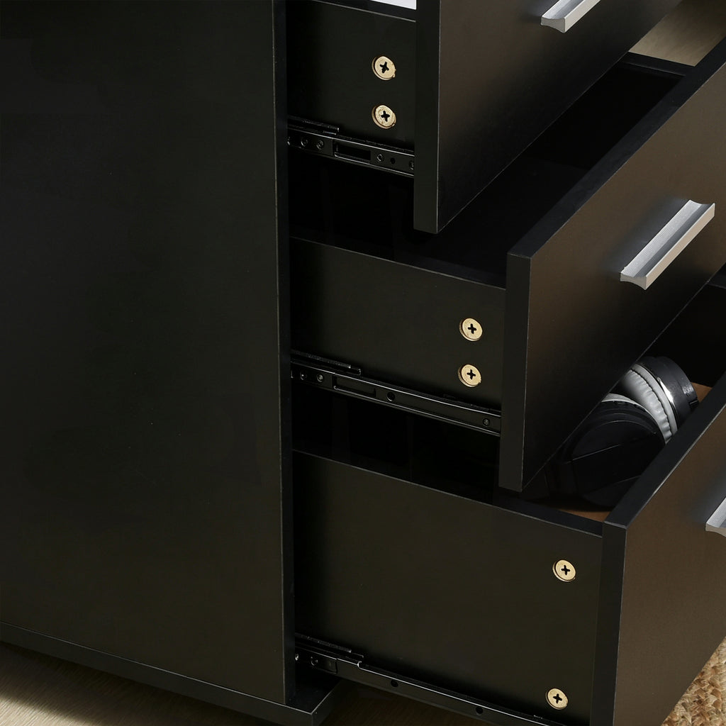 Caisson de Bureau Rangement Bureau sur Roulettes 3 Tiroirs Verrouillables 40 x 40 x 61,5 cm Noir-7
