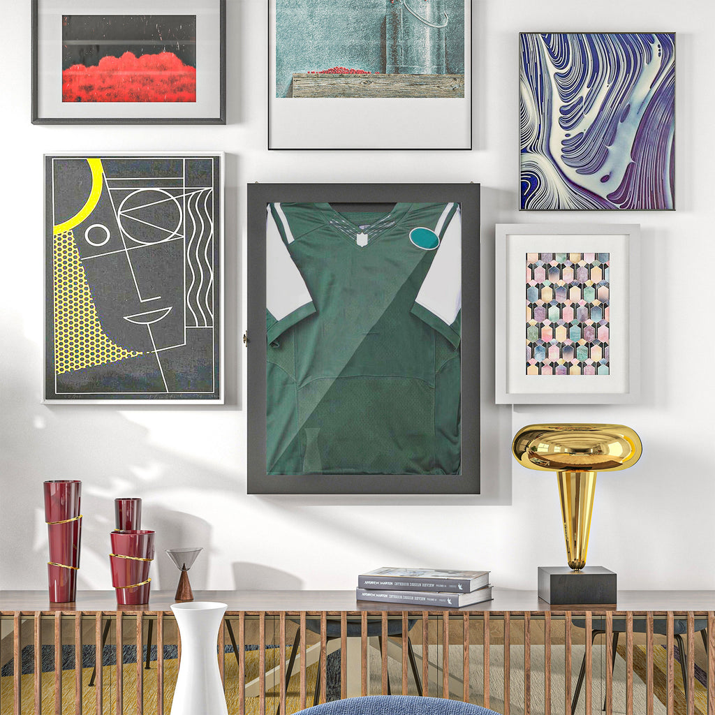 Frame box T-frame cadre pour maillot porte acrylique doublure interne feutre 60 x 6,5 x 80 cm noir-9