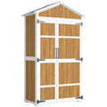 Armoire de Jardin Abri de Jardin Étanche avec Toit en Métal Double Porte pour Outils de Jardinage 105x55x179cm Naturel-0