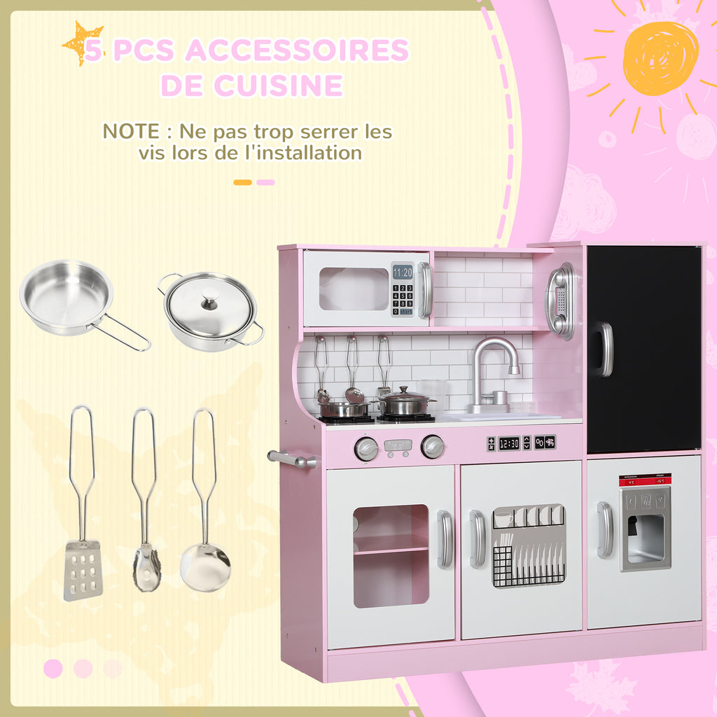 Cuisine enfant jouet d'imitation pour enfant - dinette enfant de 3-8 ans, rose-6