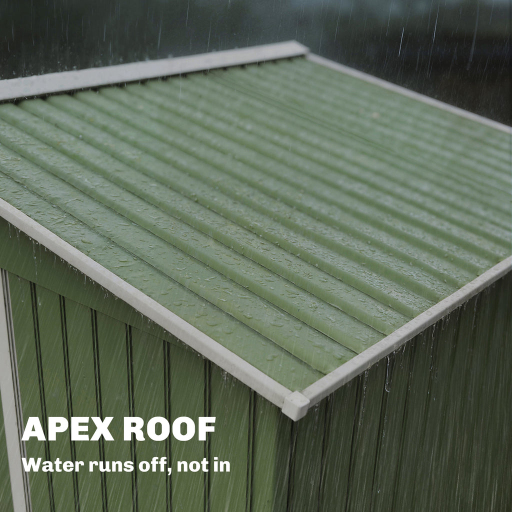 Abri de jardin 5,4 m² 2,77 x 1,95 x 1,92 m kit de fondation porte coulissante ventilations acier galvanisé, vert clair-7