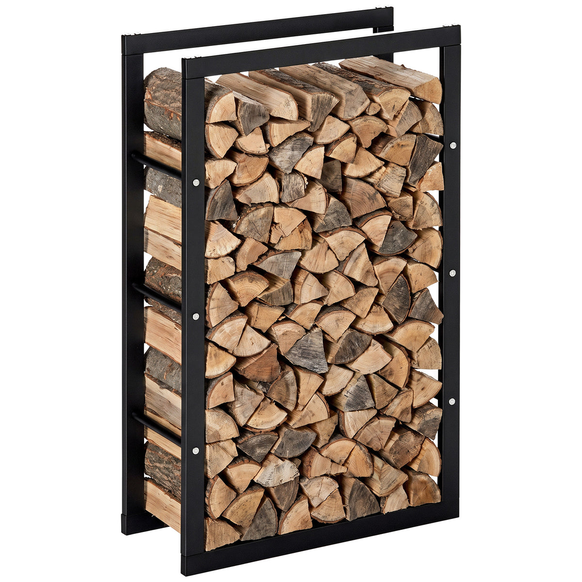 Range bûches Etagère porte bois de cheminée porte-bûches design contemporain charge max. 100 Kg dim. 60L x 25l x 100H cm métal noir-0