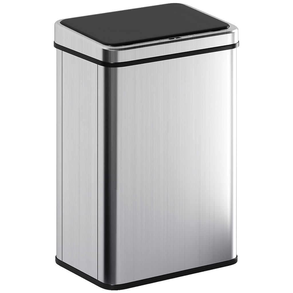 Poubelle à Capteur de 40L, Couvercle à Fermeture en Douceur, Poubelle de Cuisine Automatique Acier Inoxydable, Argenté-0