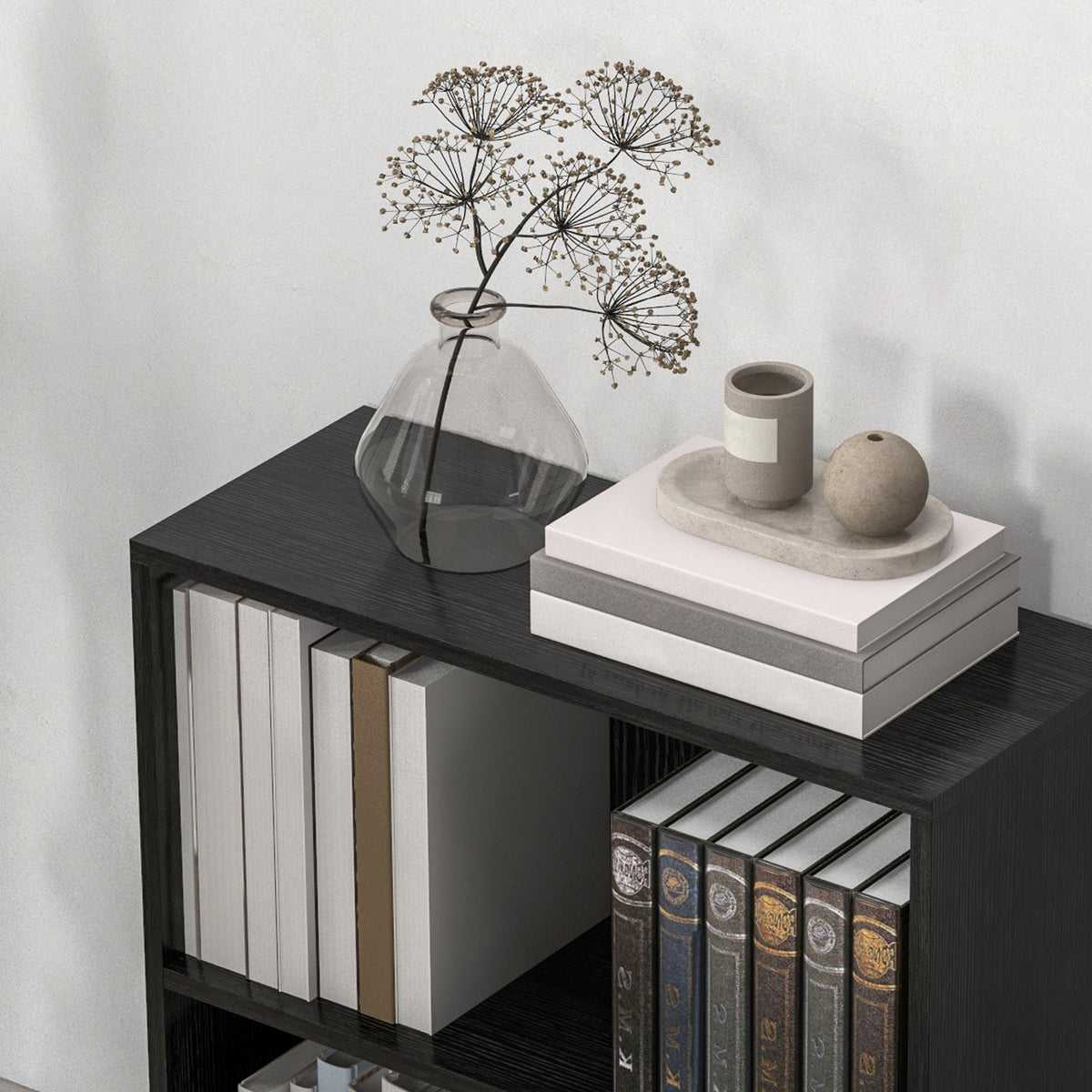 Bibliothèque étagère de rangement avec 2 compartiments et étagère réglable, 60 x 24 x 63 cm, noir-7
