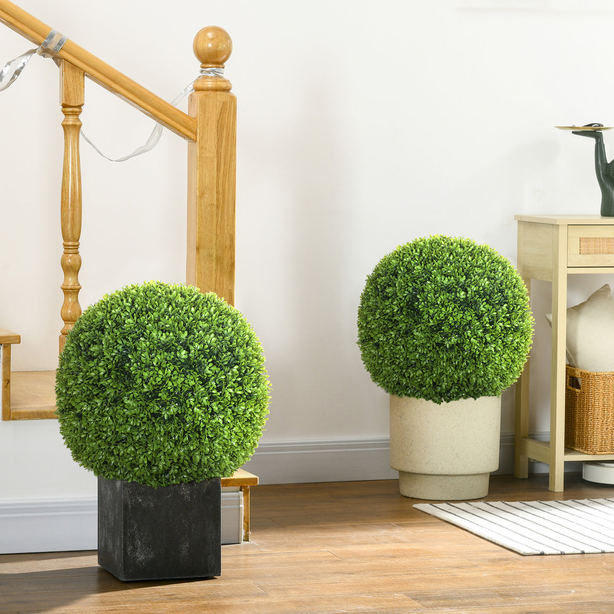 Lot de 2 boules de buis artificielles de 40 cm décoration pour intérieur ou extérieur vert foncé-1