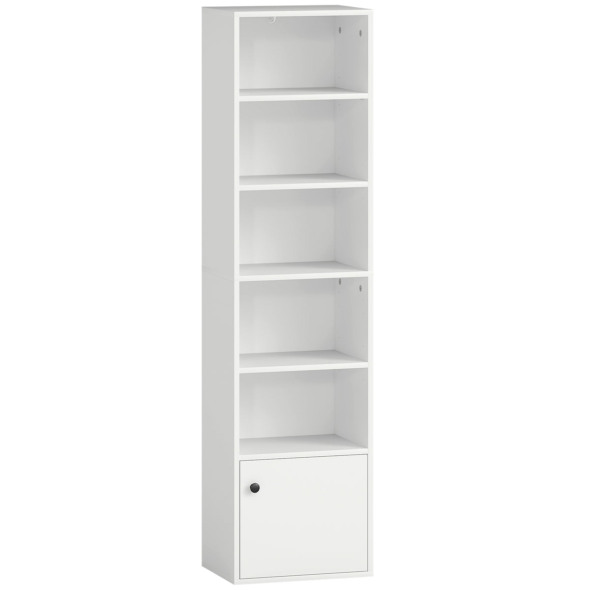 Bibliothèque meuble de rangement 6 niveaux avec 3 étagères réglables et placard, style moderne 40 x 30 x 156 cm blanc-0