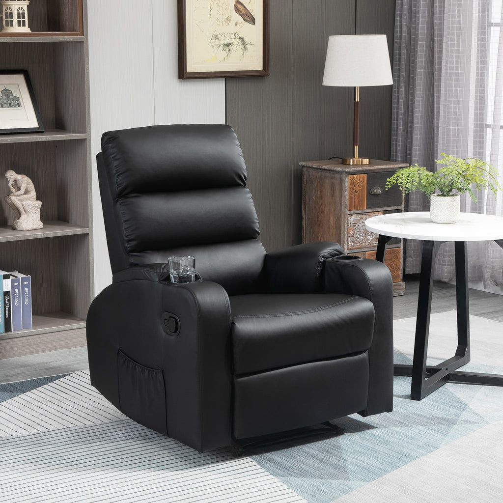 Fauteuil de Relaxation inclinable avec Repose-Pied Ajustable revêtement synthétique Noir-9