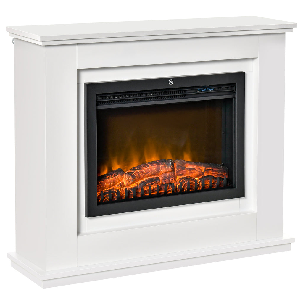 Cheminée électrique Grande Taille 2000 W Effet Flammes LED minuterie température luminosité réglables télécommande fournie Blanc-0