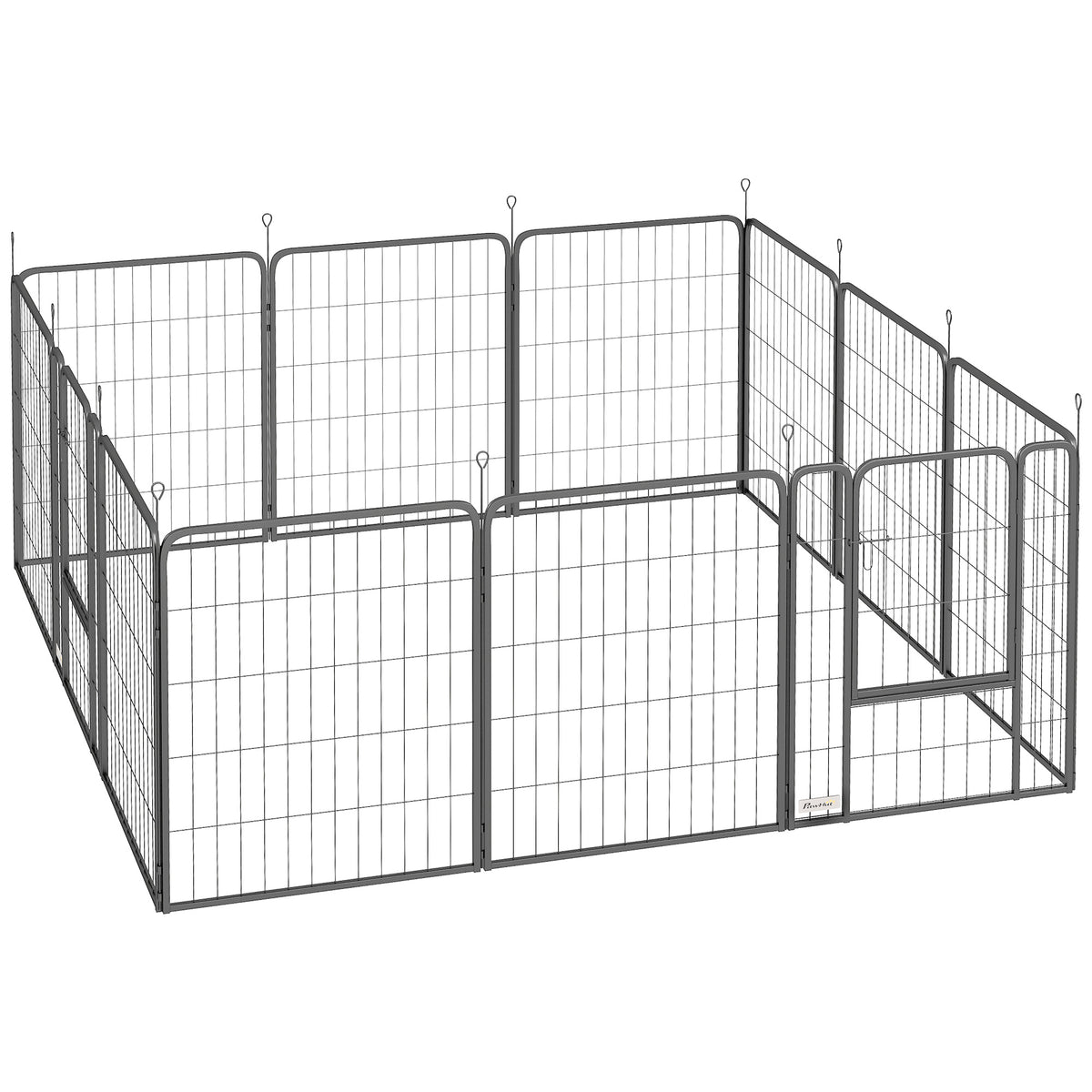 Parc pour chien, enclos chien 12 panneaux modulable et pliable, portable en acier avec porte 68 x 80 noir-0