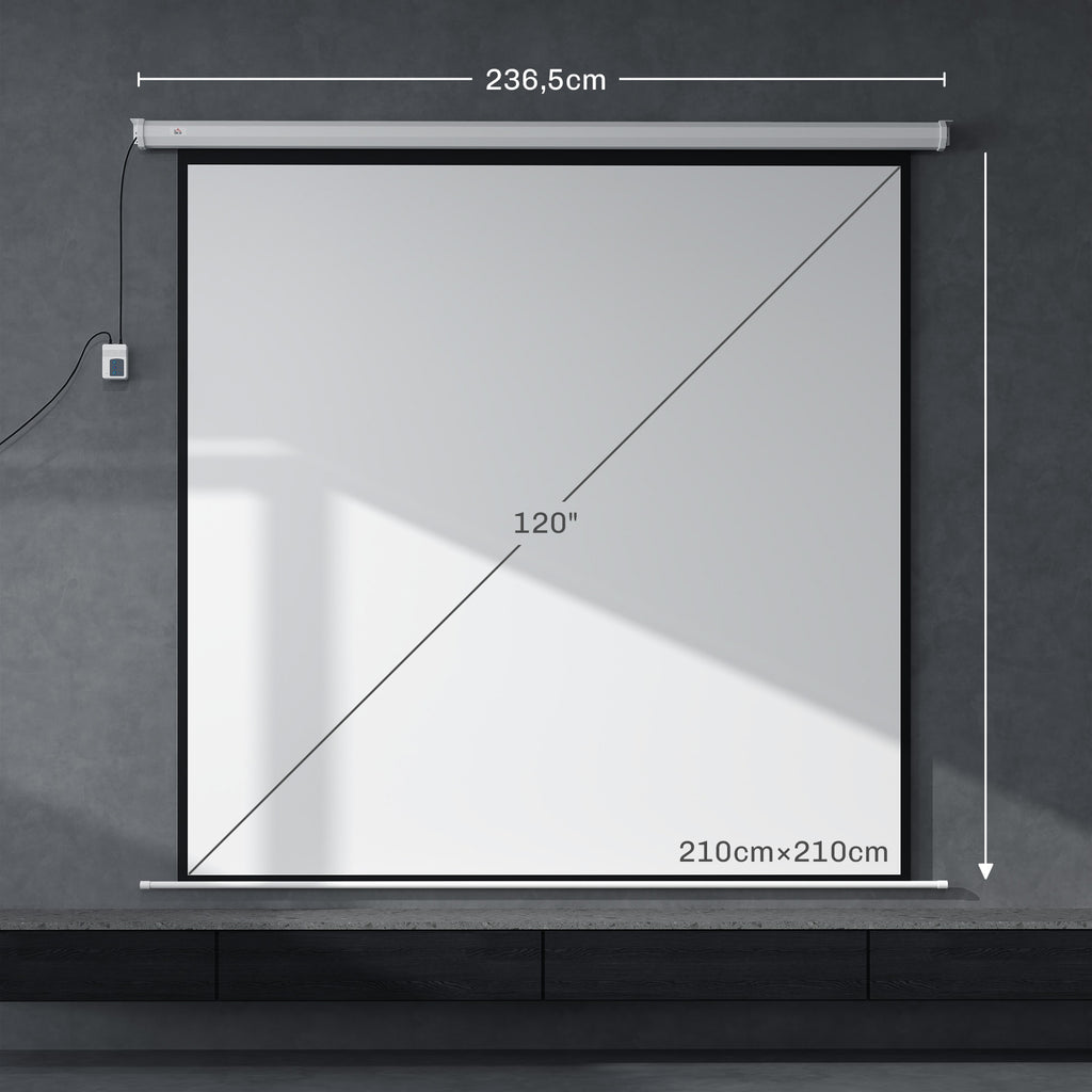 Écran de projection motorisé 120 Pouces, 4K HD électrique, montage mural ou plafond, panneau de commande et télécommande-2