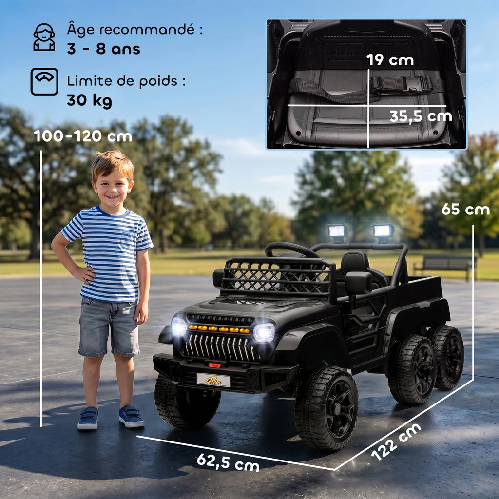 Voiture électrique enfant buggy électrique enfant 2 moteurs 12 V 3 vitesses remorque arrière 122L x 62,5l x 65H cm noir-2