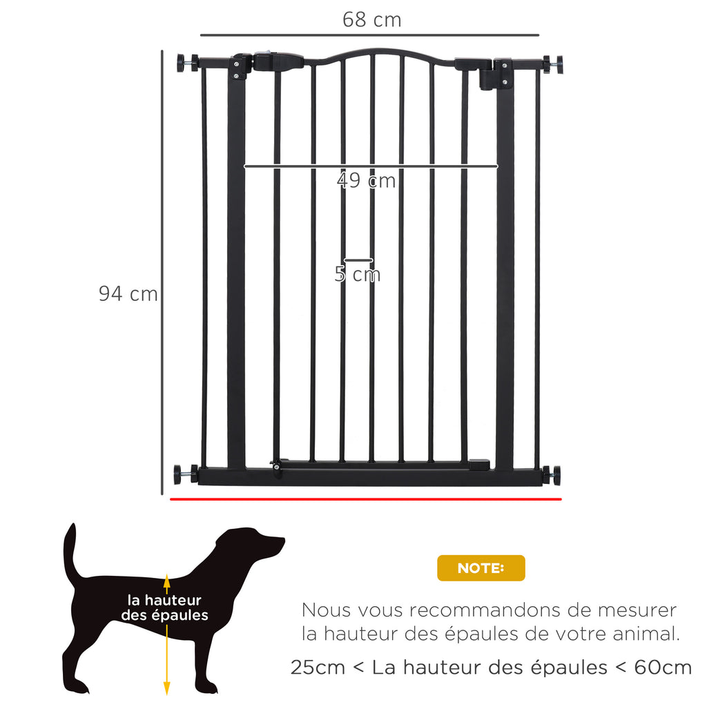 Barrière de sécurité pour chien extensible 74-80 cm fermeture automatique fixation par pression sans percer noir-2