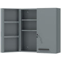 Armoire à pharmacie 6 étagères avec serrure et 2 clés de sécurité, 55x18x60 cm, gris-0