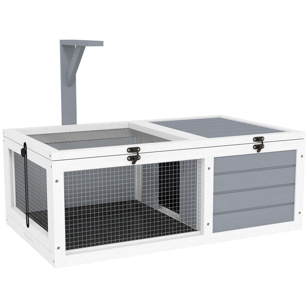Maison enclos cage pour petit animal tortue avec 2 espaces support de lampe 81 x 48 x 31,5 cm gris-0