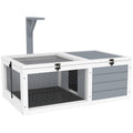 Maison enclos cage pour petit animal tortue avec 2 espaces support de lampe 81 x 48 x 31,5 cm gris-0
