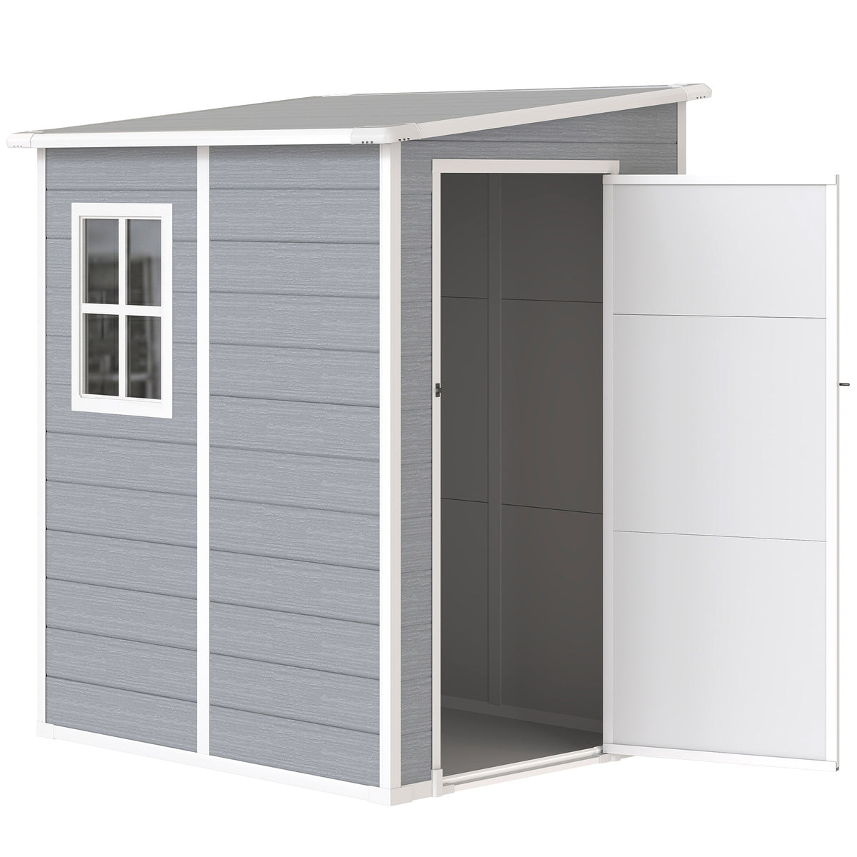 Abri de jardin 1,54 m² pour outils porte verrouillable, aération et fenêtre dim. 122L x 149l x 192/177H cm, gris-0