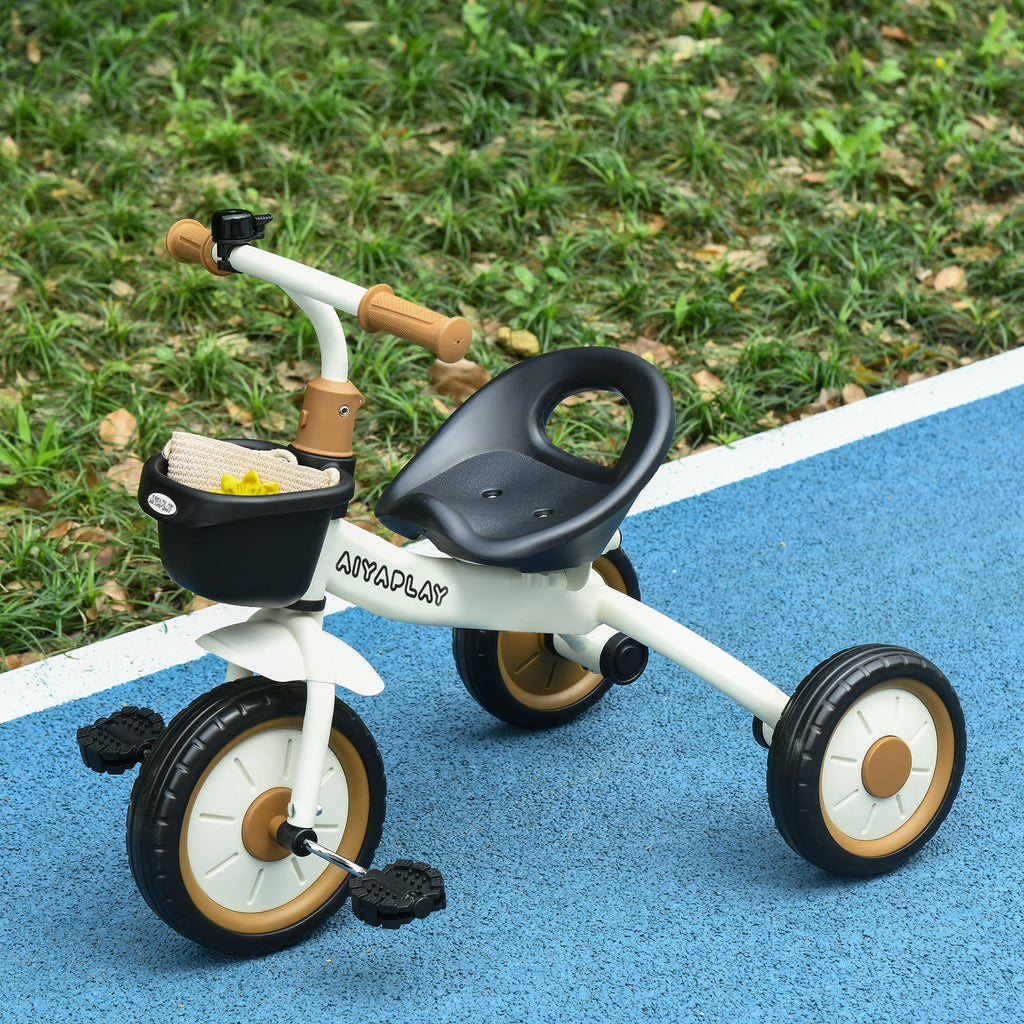 Tricycle enfants avec sonnette et panier selle réglable avec dossier - pour enfant de 2 à 5 ans blanc-9