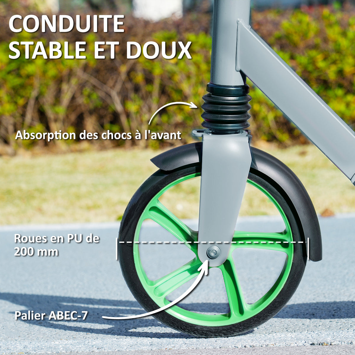 Trottinette enfants 6 à 12 ans, trottinette pliable à 2 roues, hauteur réglage, pour filles et garçons, scooter vert-4