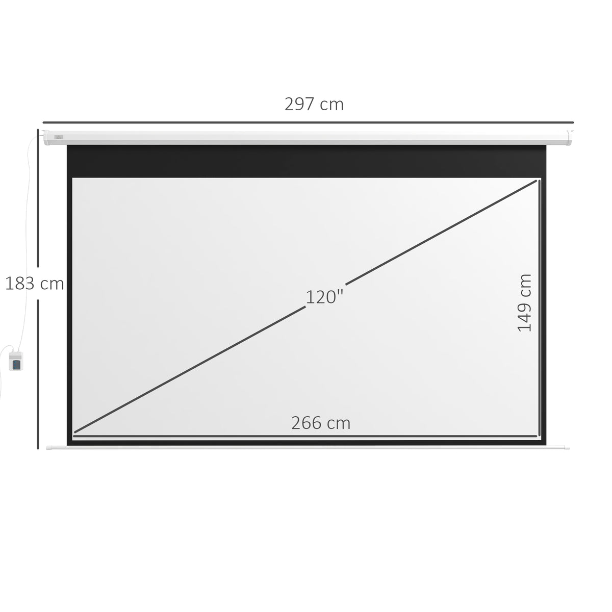 Écran de projection motorisé 120 pouces, 16:9 4K HD, fixation mural ou plafond avec télécommande, 293,5L x 8l x 176H cm-2