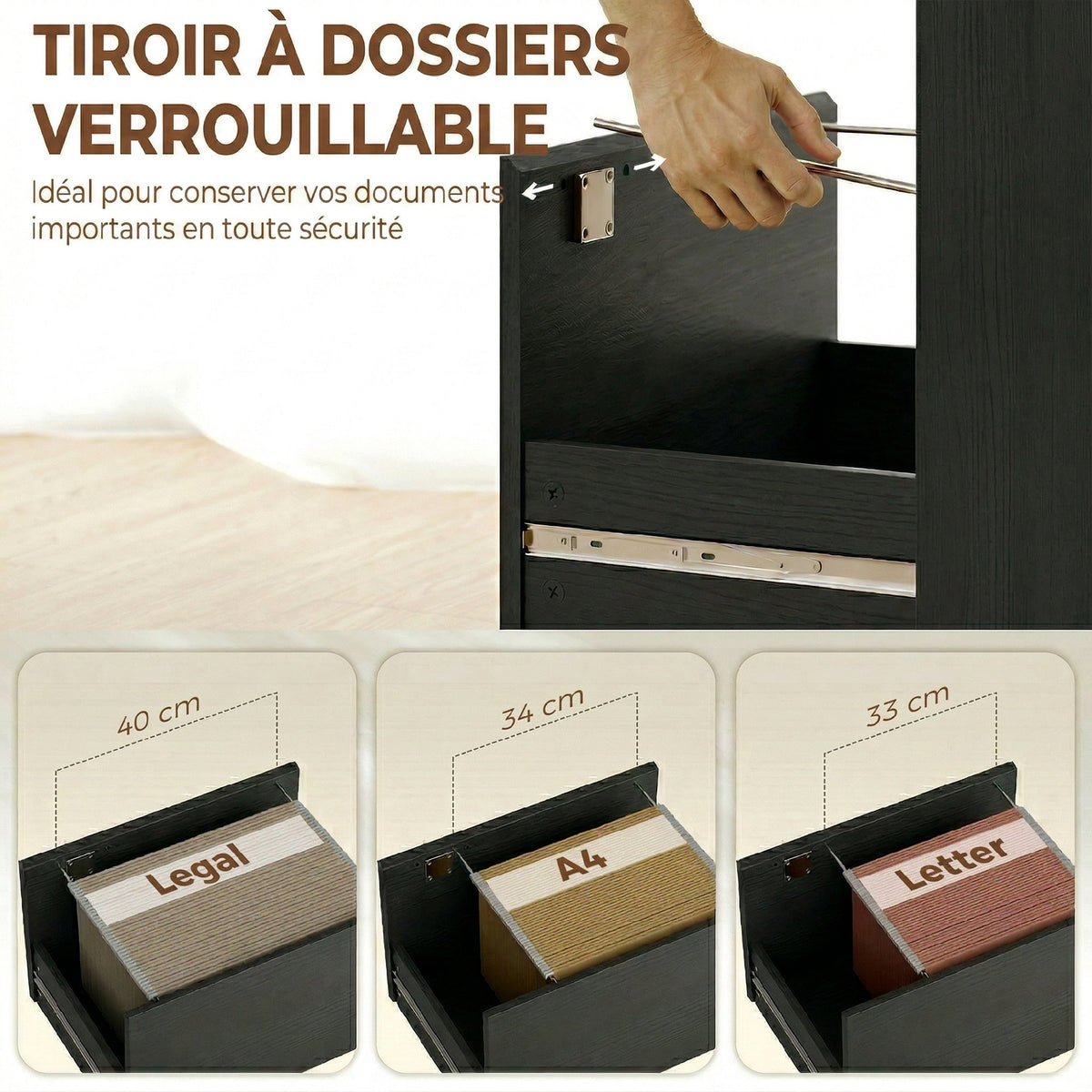 Bureau d'ordinateur avec bibliothèque 4 compartiments et tiroir verrouillable, 126 x 50 x 109 cm, noir-4