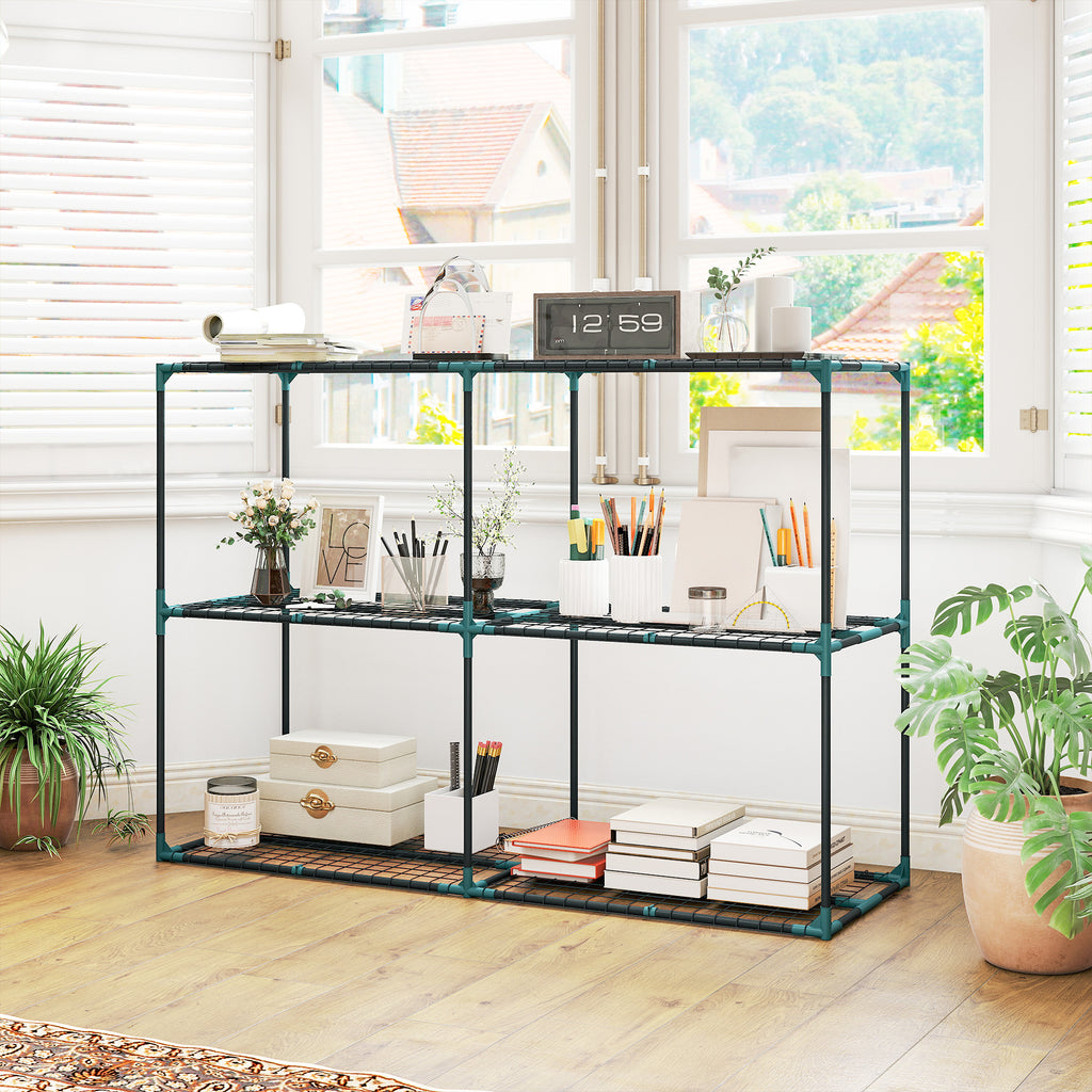 Étagère à Fleurs 3 Niveaux en Acier, Support à Plantes Intérieur Extérieur, Charge 20 kg, 143 x 48 x 100 cm, Vert Foncé-6