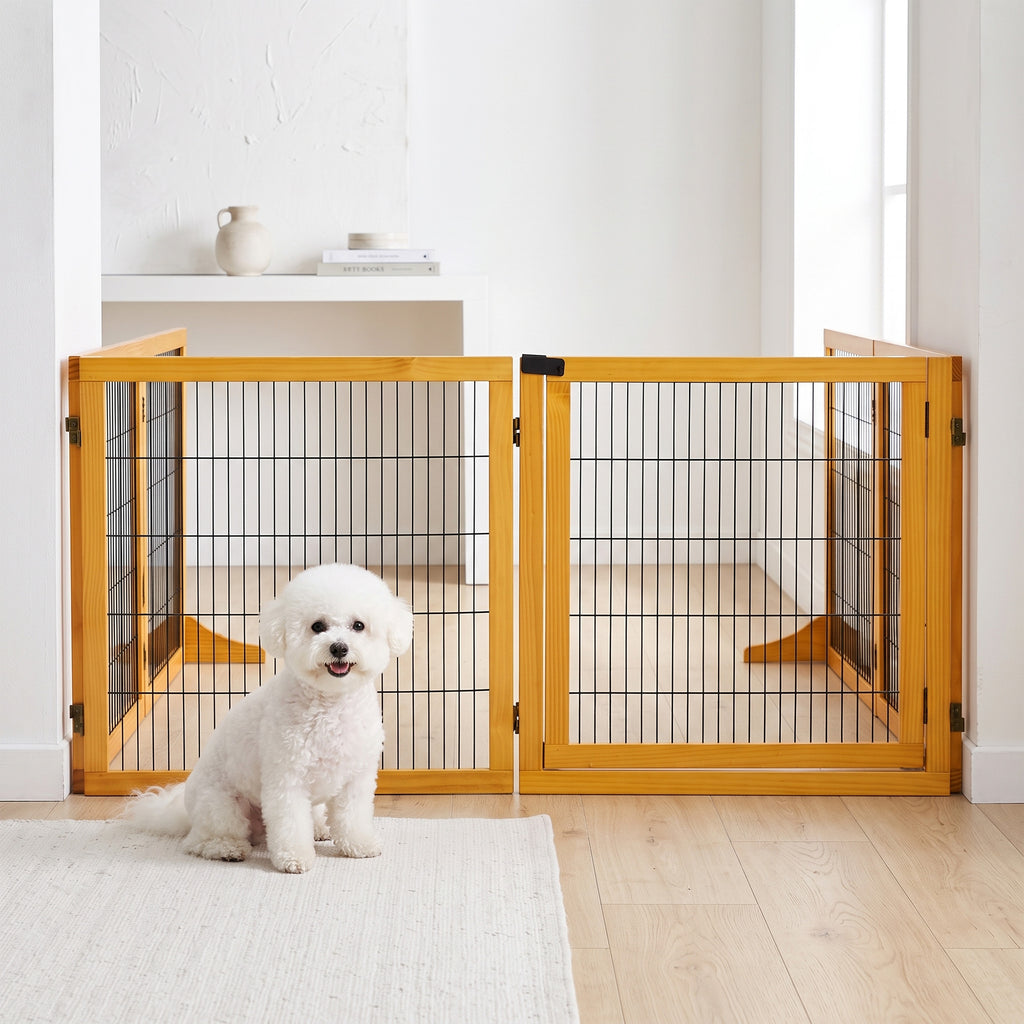 Barrière de sécurité pour chien barrière pliable à 6 panneaux avec pieds amovibles 432 x 36 x 70 cm jaune-7
