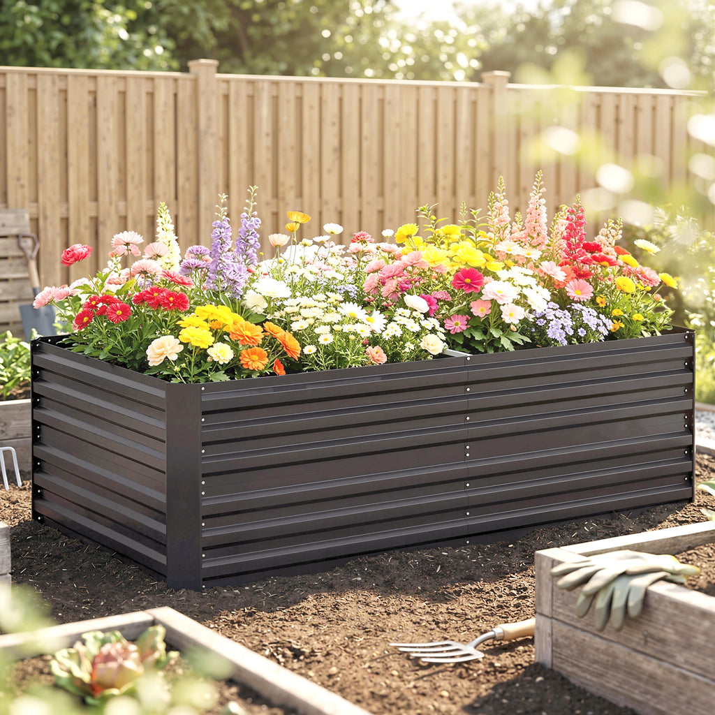 Carré potager de jardin rectangulaire tubes de renforcement acier galvanisé 180 x 90 x 59 cm-6