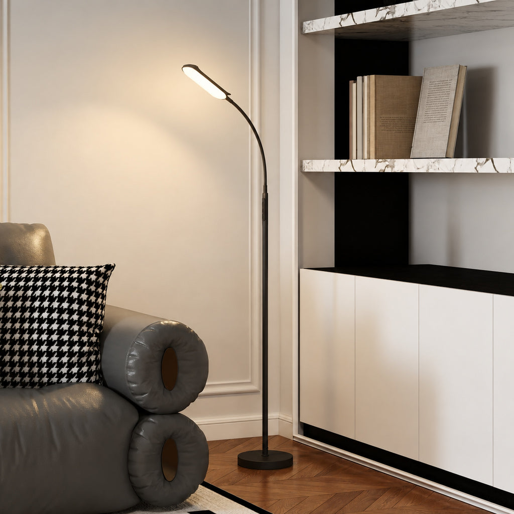 Lampadaire sur pied de salon avec télécommande, contrôle tactile, température couleur et luminosité réglables, noir-1