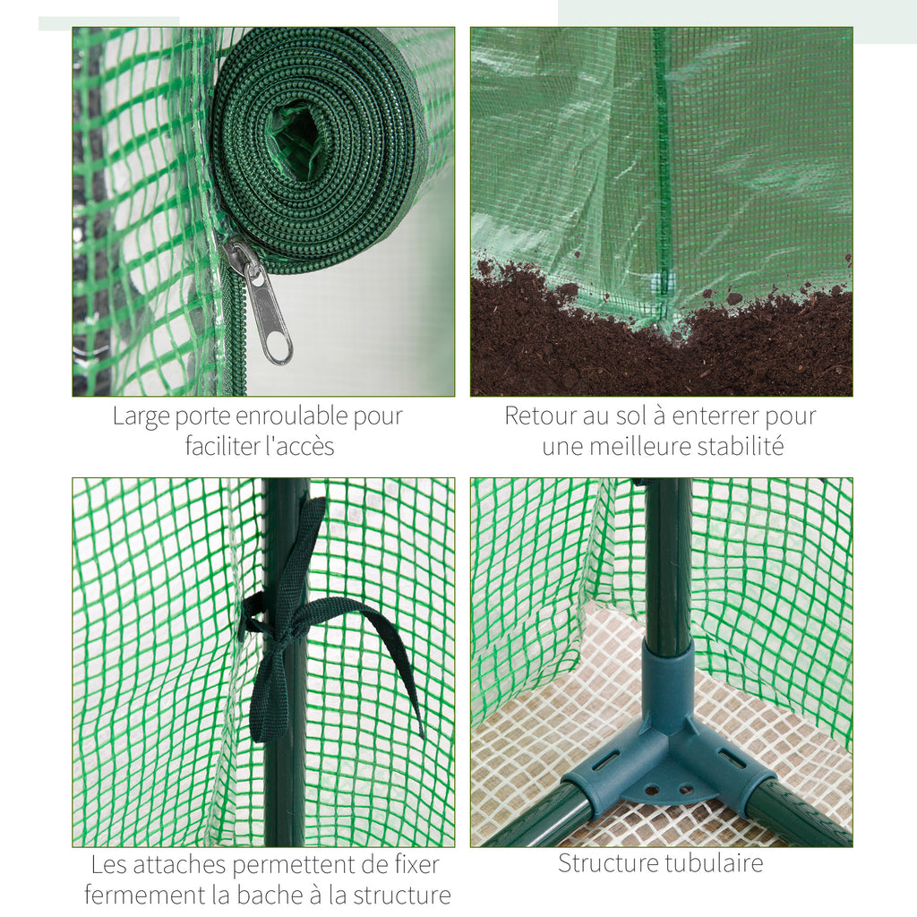Serre de jardin, serre de balcon, bâche renforcée PE, châssis en acier, porte zippée enroulable, pour légumes plantes fleurs en toutes saisons intérieur et extérieur, 100 x 50 x 150 cm vert-4
