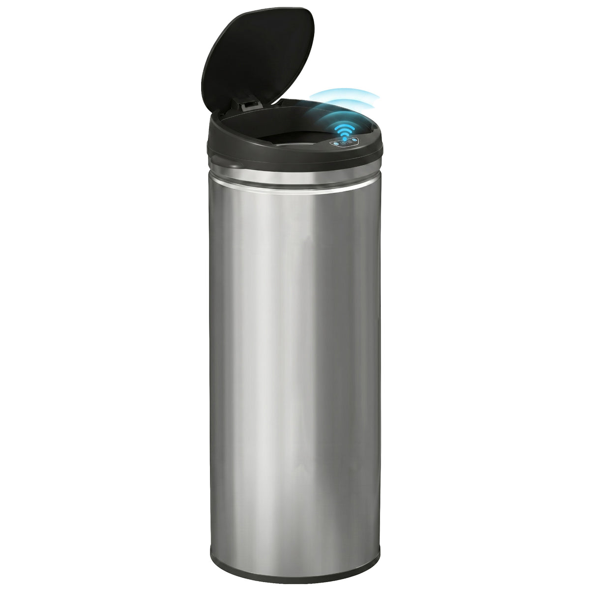 Poubelle cuisine automatique 50L acier inoxydable, poubelle à couvercle à fermeture en douceur, 30,5x30,5x85cm, argent-0