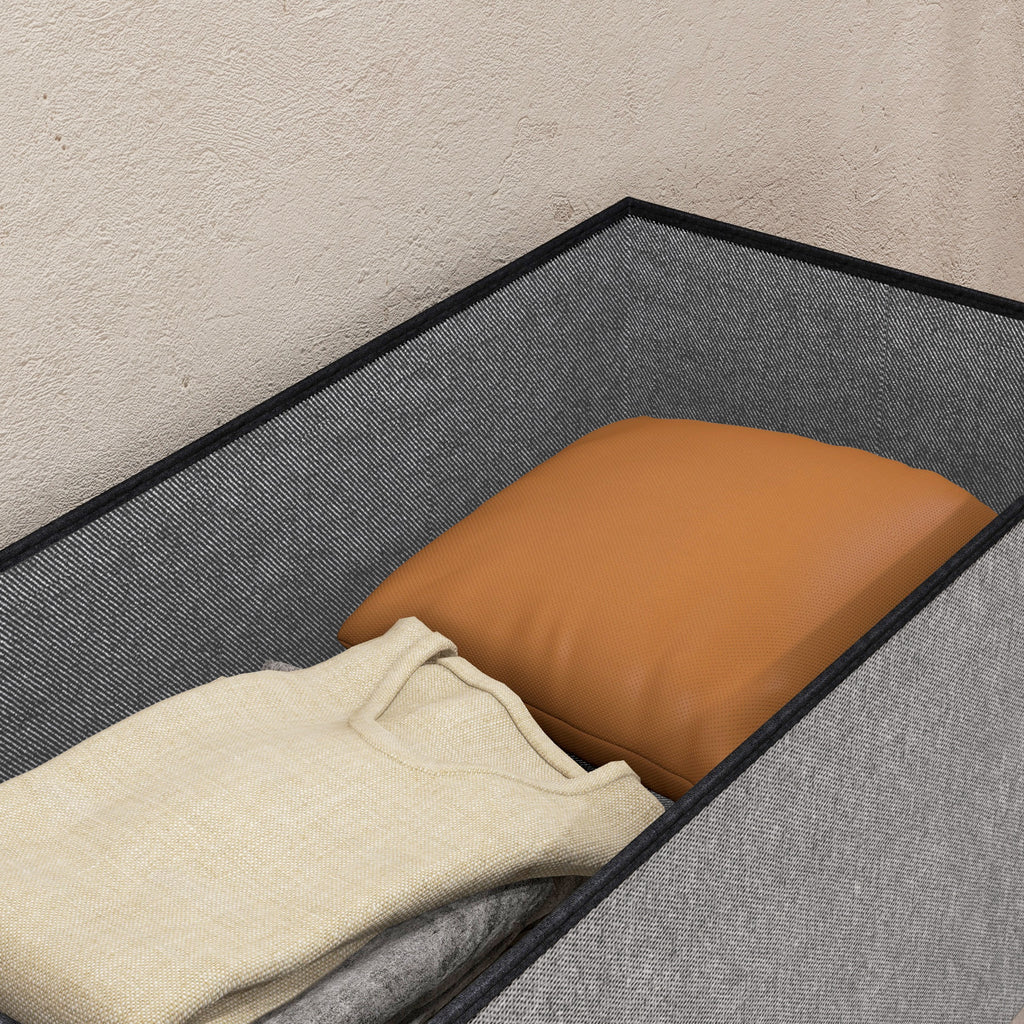 Banc de rangement pouf de rangement pliable bout de lit repose-pieds avec couvercle 76L x 38l x 38H cm gris clair-7