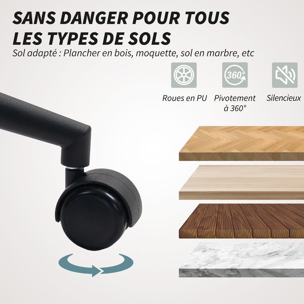 Chaise de bureau, fauteuil de bureau ergonomique réglable en hauteur, siège pivotante, fonction de bascule, beige-6