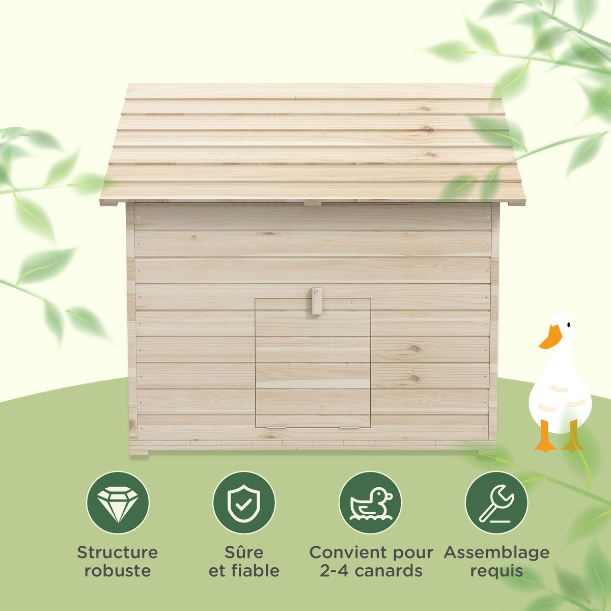 Abri pour canards maison pour canards avec toit ouvrant ventilation et porte-rampe 100 x 82,5 x 91 cm bois naturel-5