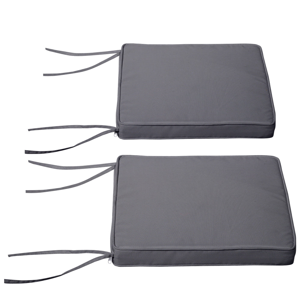 Lot de 2 Coussins de chaise de jardin Coussin chaise extérieur Coussins d'assise déhoussables Rembourrage 5 cm Tissu Polyester dim. 45L x 45l cm Gris foncé-0